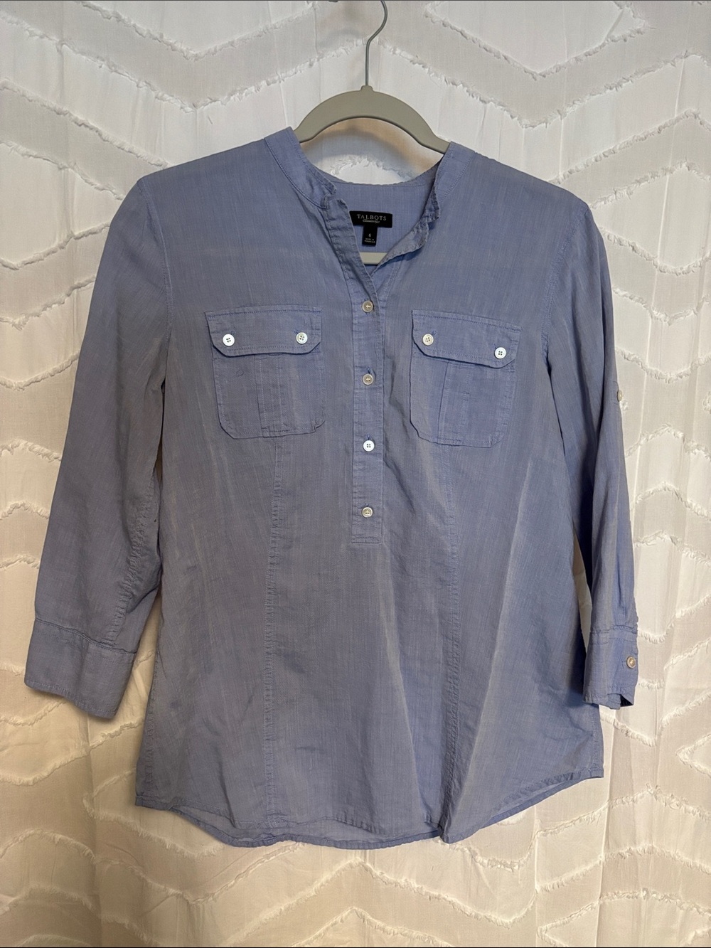 Talbots Light Blue Henley Popover Tunic
